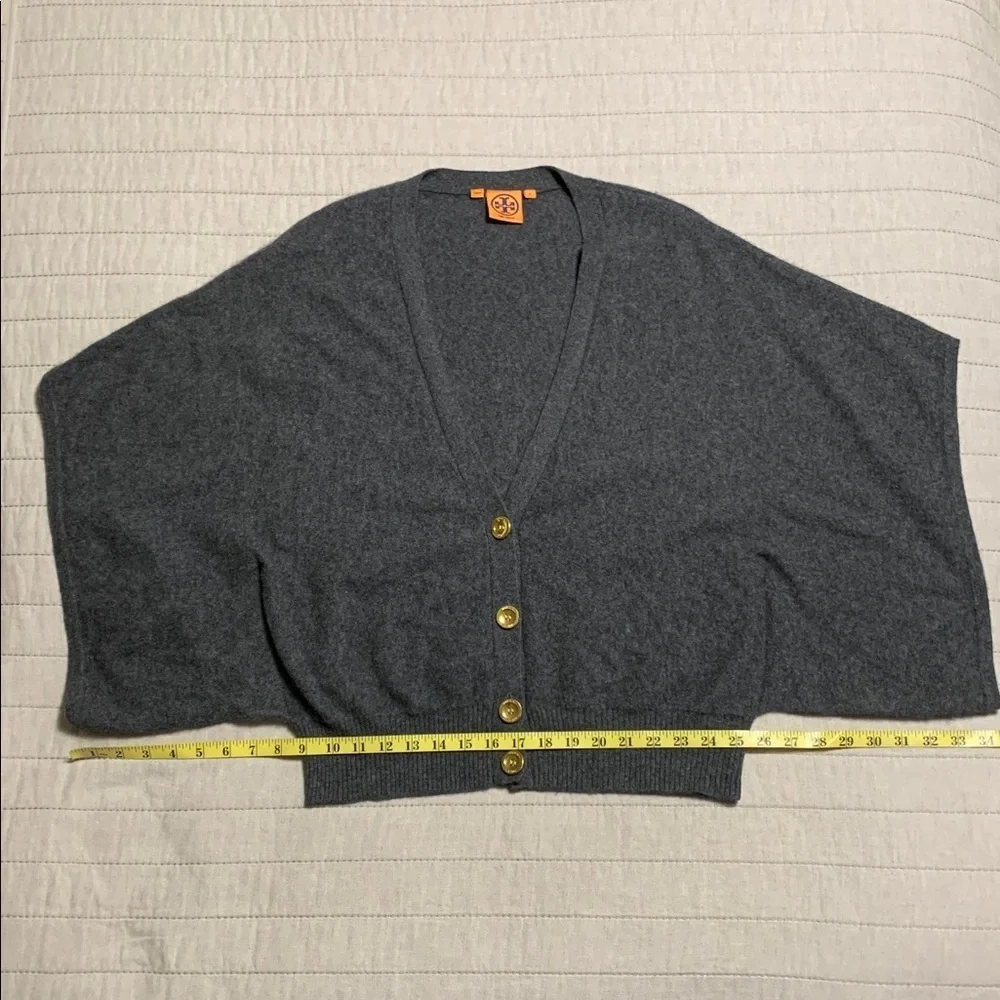 Vintage Y2K Tory Burch Cashmere Grey Small Button Down Cardigan Boxy Luxury
